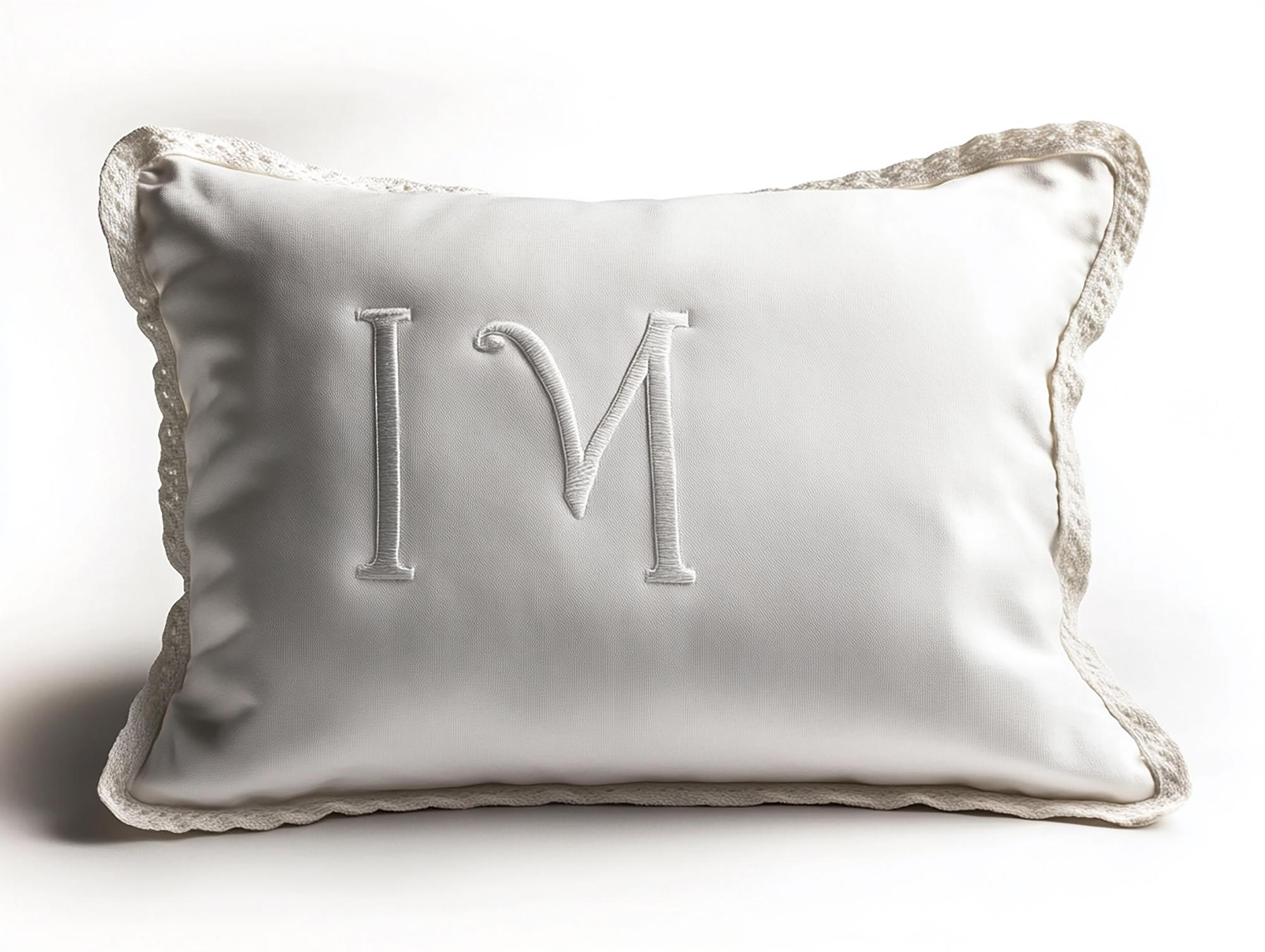 Monogram haftowany na lnianej poszewce